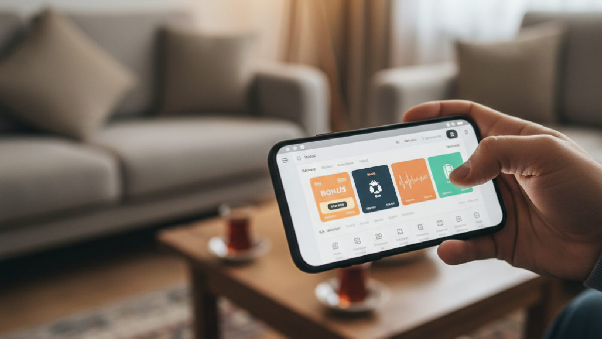 Bir kişinin elinde Bets10 mobil arayüzünü kullanan akıllı telefon ile bonus teklifleri inceliyor.