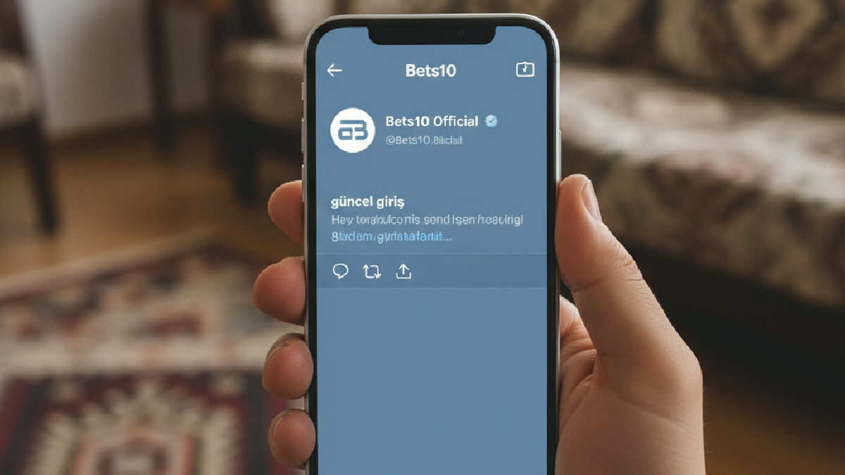 Güncel Bets10 giriş linkini gösteren resmi Twitter hesabı mobil görünümü.