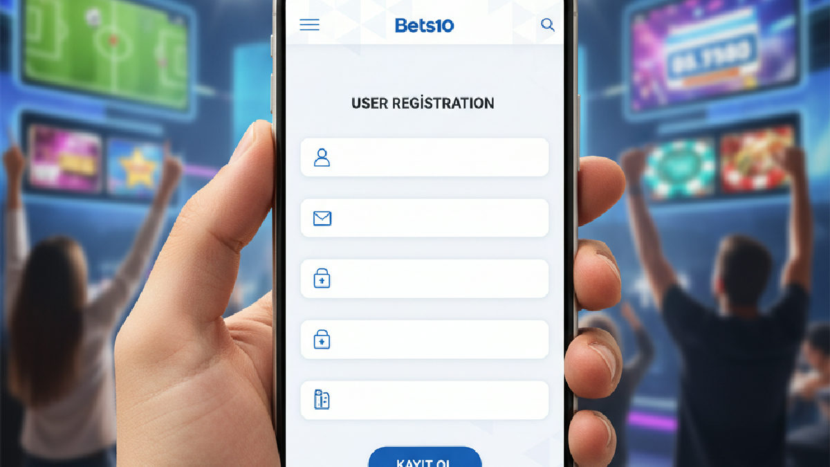 Bets10 üyelik sürecini gösteren dijital kayıt formu ekranı, güvenli işlem vurgusu.